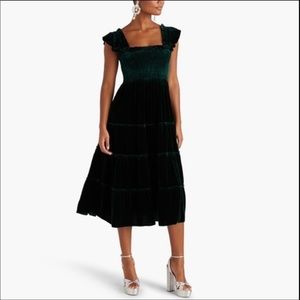 Hill House The Ellie Nap Dress in Emerald Green Velvet NWT